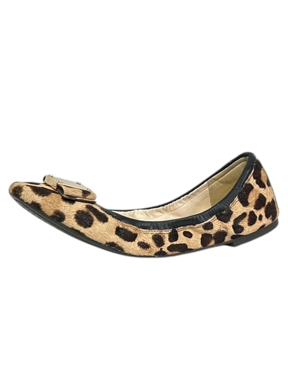Cole Haan TALI Bow Ballet Flats Women’s Sz 8B Brown Ocelot Leather Calf Hair
